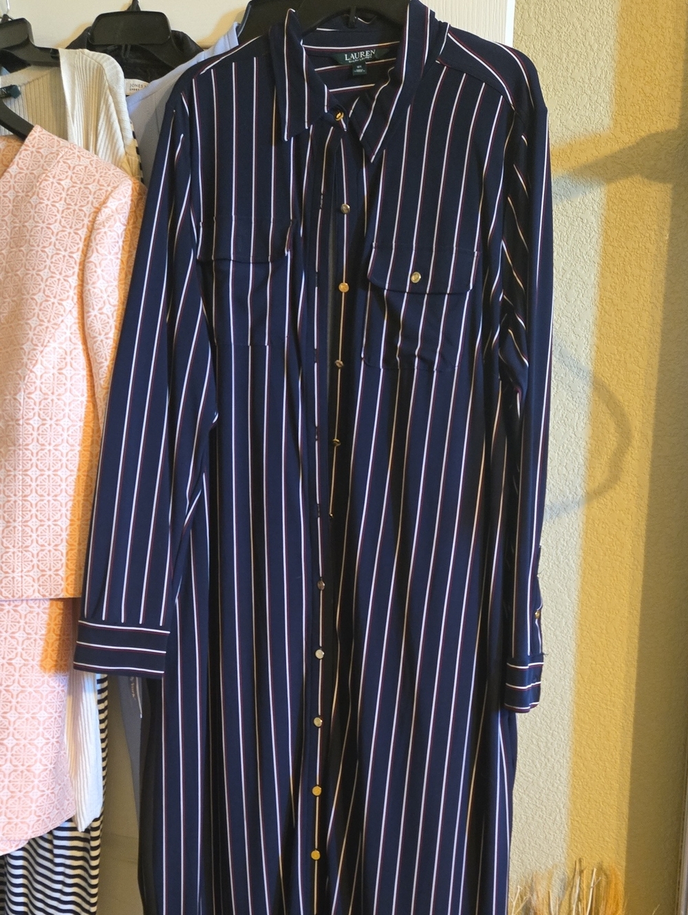Lauren Ralph Lauren Navy Striped Shirt Dress